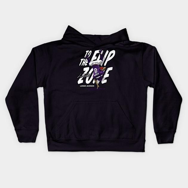 Lamar Baltimore Flip Zone Kids Hoodie by ClarityMacaws